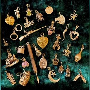 Assorted Vintage & Antique Solid Gold Charms/ Pendants (14K — 24K), FINE Jewelry